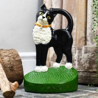 Novelty heavy duty cast aluminium cat door stop 