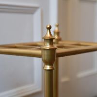 Close up of corner antique brass finials 