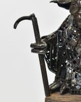 Close up Of Metal Alien Sculpture 