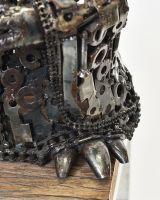 Close up Of Metal Alien Sculpture 