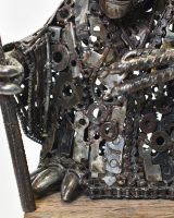 Close up Of Metal Alien Sculpture 
