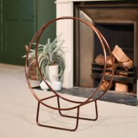 Empty Copper Contemporary Circular Log Rack & Holder 