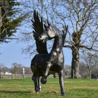 "Starlite" Pegasus Sculpture in Garden Setting 