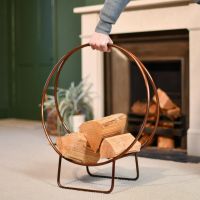 Copper Contemporary Circular Log Rack & Holder to Scale