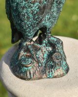 Feet and rock detail of Verdigris Finish Cast Aluminium Owl Sculpture
