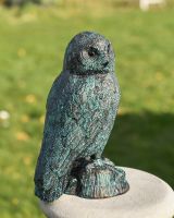 Side view of Verdigris Finish Cast Aluminium Owl Sculpture