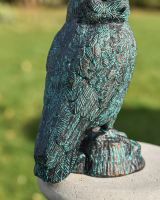 Feather details on Verdigris Finish Cast Aluminium Owl Sculpture