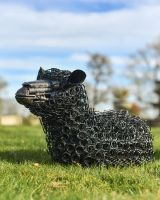 Black Bed Spring Sheep Sculpture Laying Down