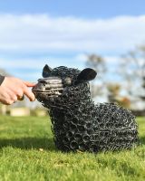 Black Bed Spring Sheep Sculpture Laying Down to scale