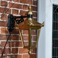 Standard Antique Brass Top Fix Wall Lantern on Wall 
