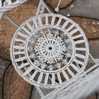 Close up of ornate detailing on table 