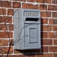 Traditional Grey & Gold Wall Mounted Post Box on Wall