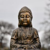Close-Up of Traditional Hindu Buddha Garden Sculpture