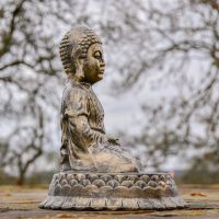 Side View of Traditional Hindu Buddha Garden Sculpture