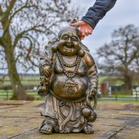 Happy Buddha Bronze Garden Sculpture to Scale