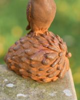 Close Up Of Rustic Pinecone On Garden Sculpture