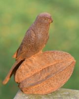 Side View Of Rustic "Bird On Seed" Garden Sculpture 