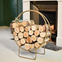 Gold Finish Log Holder in Situ by the Fire