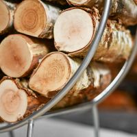 Close-Up of the Log holder in a Pewter Finish