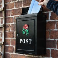 "Red Rose" Wall Mounted Post Box with Letter 