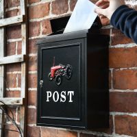 "Vintage Red Tractor" Post Box with Lid Open