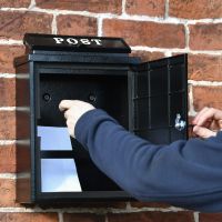 "Vintage Red Tractor" Post Box with Lockable Door Open