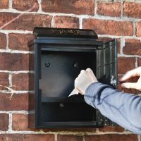 Lockable Door on "Green Clover" Wall Mounted Post Box Open