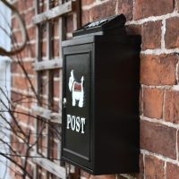 Side view of "White Westie" Wall Mounted Post Box 