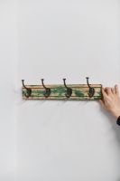 Scale image of reclaimed wood & iron coat hooks