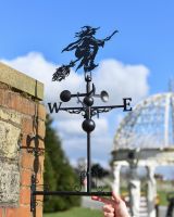 Witch on her broom weathervane to scale