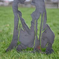 Close up of Unfinished Metal Boxer Silhouette 