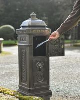 “Raventree” Deluxe Copper Finish Camden Free Standing Post Box parcel opening