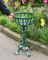 Wrought Iron Garden Basket Planter Green to scale