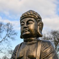 Close up of Antique Gold Buddha Head 