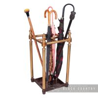 Antique Brass Period Umbrella and Walking Stick Stand in Situ