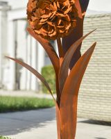 Close-up of the Rustic Finish on the Flower Sculpture
