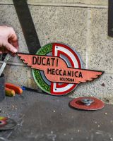 Scale image of Ducati Vintage Style Cast Iron Sign