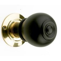 Polished Brass Door Handle in an Ebony Finish