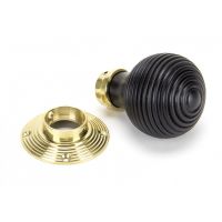 Ebony Wood Door Knob With Detatchable Polished Brass Rose