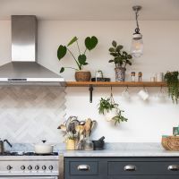 Beeswax Curved Shelf Bracket in Kitchen
