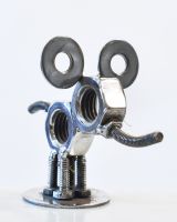 Close up of scrap metal art sculpture