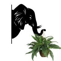 Elephant Trunk Hanging Basket Bracket Holding a Flower Basket