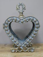 Embossed "Blue & Gold" Love Heart Candle Holder in Situ