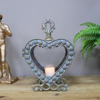 Embossed "Blue & Gold" Love Heart Candle Holder