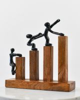 "Evolution"s Path" Aluminium & Mango Wood Sculpture - Black