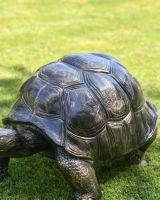 Close-Up of Shell on Extra Large Cast Aluminium "Charging" Tortoise Garden Sculpture