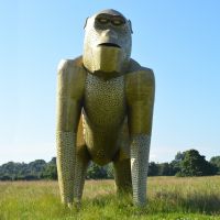 Extra Large Gold Gorilla Sculpture