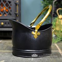 Side View of the Black & Polished Brass Coal Bucket 