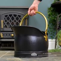 Polished Brass & Black Iron Traditional Coal Bucket To Scale