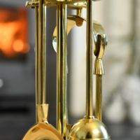 Close up of Polished Brass Tool Set Handles 